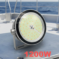 Promotion : Lampe de pêche LED 1200W pour bateau, flottante, pour attirer les poissons, les calmars et les thons, lumière cyan verte puissante pour la pêche en mer