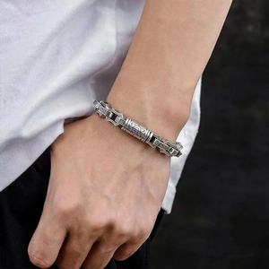 Punk Men Woman Solid <b>Silver</b> Rock <b>Bracelet</b> Jewelry 925 Sterling <b>Silver</b> <b>Chain</b> 10MM 7 "8" 9 "10" Charm Lock Bangle Hip Hop Accessor - Product Image 4