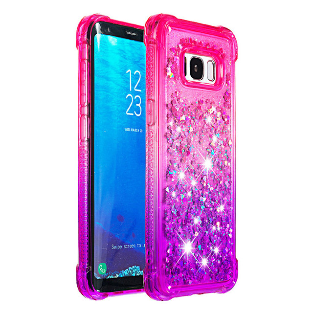 For Samsung S8 Plus S9 Note 10 Bling Glitter Liquid Gradient Quicksand Case Cover Snowflate Falling Fashion Styles