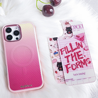Coque de téléphone à panneau arrière magnétique remplaçable pour iphone 17 / 17pro/17promax/17air avec le doré à pois rose rouge