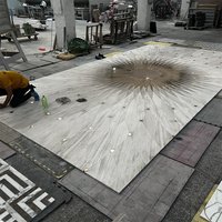 Mosaïque de marbre gris et blanc de Chine, mosaïque de marbre à jet d'eau, médaillon en marbre naturel
