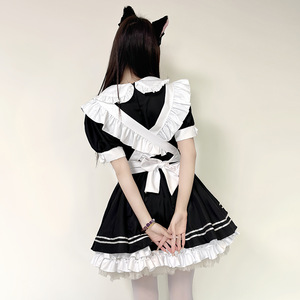 Tenue de demoiselle d'honneur Anime, robe noire et blanche pour femmes, Costume Lolita, taille adulte, taille unique - Product Image 3
