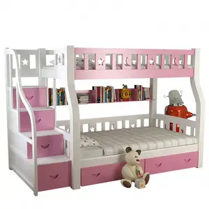YQ JENMW дешевая распродажа, белые деревянные двухъярусные кровати для детей с выдвижными ящиками и лестницей, Прямая поставка с завода, деревянная мебель, двухъярусная кровать