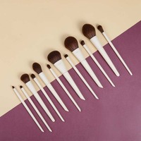 Ensemble de 12 pinceaux de maquillage en poils synthétiques vegan Gracedo, logo personnalisé, taille de voyage, qualité professionnelle, brosse à raser en bois de luxe