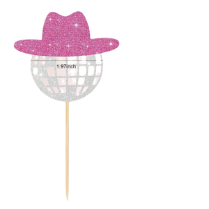 ที่เสียบเค้กธีมดิสโก้ ประดับกลิตเตอร์รูปดาว หมวกคาวบอย ลูกบอลดิสโก้ สำหรับตกแต่งเค้กงานแต่งงาน งานวันเกิด - Product Image 4