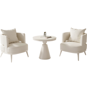 طاولة مفاوضات بيضاء نقية على شكل كريم للاستقبال ، مجموعة كراسي بسيطة للمنازل والفنادق ، مبيعات الاجتماعات والمكاتب ، طاولة صغيرة للقطط - Product Image 5