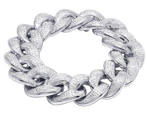 Bracelet chaîne cubaine pour homme en argent sterling 925 plaqué rhodium, serti de moissanite, style hip-hop, taille personnalisable - Product Image 2
