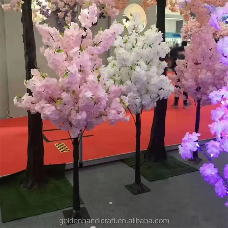 QSLH-árbol sakura japonés Ti153, flor grande de 2,7 m, árbol de cerezo rosa de seda para interior, boda, fiesta al aire libre