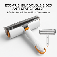 Rouleau et brosse antistatiques double face écologiques pour l'élimination des poils de chat et le nettoyage des poils d'animaux, outil anti-peluches