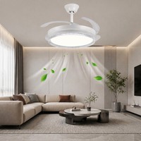 Ventilateur de plafond 42 pouces avec lumière LED 96W, 3 couleurs, intensité variable, installation rapide, livraison gratuite, promotion, meilleur prix, intérieur