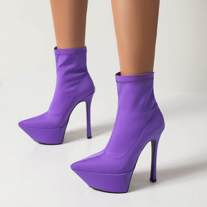 Platform Fashion Stivale Donna Rubber Outsole Ankle High <b>Heel</b> Sexy Warm Winter Boots for Women Shoes - Product Image 2