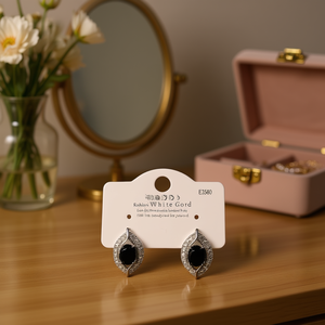 Pendientes de Moda Blancos con Circonita Ovalada en Forma de Gota de Agua, Chapados en Oro Blanco, Joyería para Mujer para Fiestas - Product Image 2