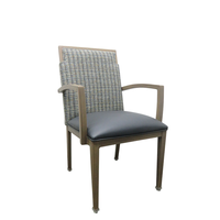 Chaise empilable de haute qualité, design moderne imitation bois, fauteuil en aluminium pour hôtel, maison de retraite