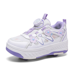 Chaussures à roulettes pour enfants avec roues cachées, empeigne en mesh, semelle intermédiaire en EVA, pour garçons et filles, pour l'école - Product Image 5
