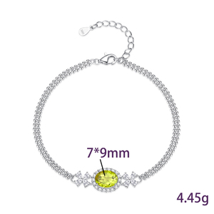 Bracelet double chaîne haut de gamme anti-ternissement en argent sterling 925 avec pierre naturelle ovale taillée 7*9mm, motif floral, pour femme - Product Image 6