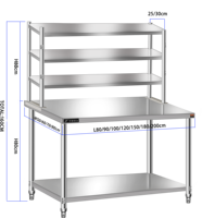 Étagère à grande capacité en acier inoxydable, support rectangulaire pour vaisselle, équipement de cuisine, matériel métallique
