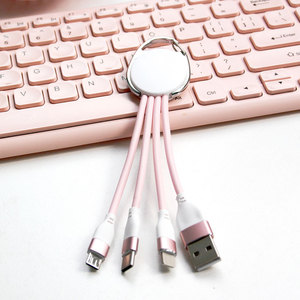 Cadeau promotionnel, câble de charge porte-clés 3-en-1 couleur macaron, portable, TPE, 2A, charge rapide, cordon <span class=keywords><strong>USB</strong></span> pour Micro <span class=keywords><strong>USB</strong></span> Type-C, tous les smartphones - Product Image 1