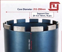 Foret à noyau pour béton armé FEIYAN 212-250mm 24x4.5x10mm X16pcs, pour meuleuses d'angle, perceuses à percussion, scies cloches, perceuses sur pied.
