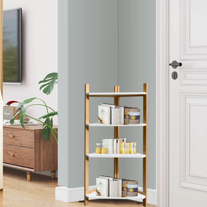 Estante de esquina de pie de madera personalizado de fábrica organizador de exhibición de almacenamiento de oficina en casa para Baño - Product Image 3