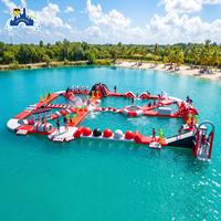 Parc aquatique gonflable commercial flottant avec parcours d'obstacles, grand équipement de jeu aquatique gonflable pour lacs et centres de villégiature