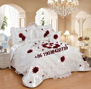 Hot bán 6 cái đám cưới sang trọng bộ đồ giường Set với ren Bridal tấm ga trải giường cho công chúa - Product Image 1