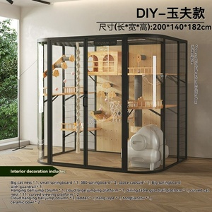 Gran jaula de lujo <span class=keywords><strong>para</strong></span> cría de <span class=keywords><strong>gatos</strong></span>, casa de madera <span class=keywords><strong>para</strong></span> interiores y exteriores con Pared de escalada <span class=keywords><strong>para</strong></span> uso profesional - Product Image 4