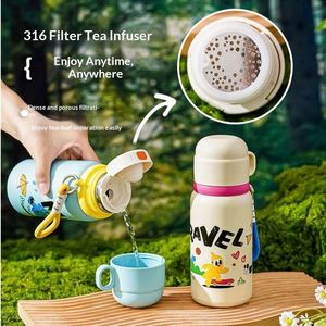 Botella de Agua Infantil de Acero Inoxidable de Grado Profesional, con Tapa de Apertura por Botón, Vaso Escolar para Niños con Función para Compartir - Product Image 3