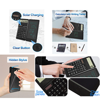 Calculatrice pliable LCD à 12 chiffres alimentée par piles avec bloc-notes, double fonction pour le bureau et l'école, vente en gros de fournitures de papeterie