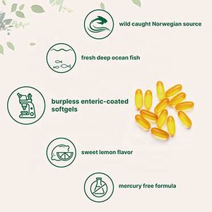 Huile de poisson en capsules OMEGA-3 1200MG EPA+900MG DHA de qualité alimentaire végétalienne sans OGM à saveur de citron doux de pêche sauvage à triple concentration pour adultes - Product Image 2