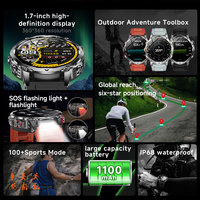 AK102 Smartwatch 1,7 Zoll BT-Anruffunktion GPS-Ortung 1100mAh Kompass 100+ Sportmodi Schlaf- und Gesundheits-Tracker Smartwatch für Outdoor-Aktivitäten