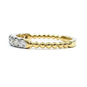 Bague demi-alliance en or jaune massif 18 carats de qualité supérieure, sertie de diamants naturels, design classique et luxueux pour femme, bijoux fins - Product Image 2