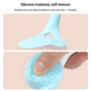 Cepillo limpiador facial de silicona 2 en 1, Gel de sílice, Gel de asistencia para maquillaje de ojos con exfoliante y eliminación de espinillas, limpiador de poros negro - Product Image 5