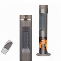 Ventilateur Chauffant Électrique Vertical, Chauffage d'Espace, Oscillation Gauche-Droite, Effet Flamme 3D Style Cheminée, Ventilateur d'Air Chaud en Céramique, Chauffage Intelligent