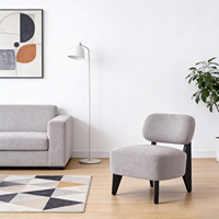 Fauteuil d'appoint nordique moderne CARLFORD avec pieds en bois, fauteuil de détente individuel en bouclette pour salon