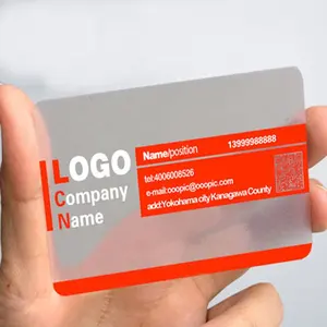 Elegante ouro prata folha logotipo impressão transparente plástico PVC personalizado cartões de visita com código QR