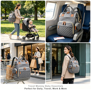 Sac à dos à langer avec matelas à langer, port de chargement, étanche, pour voyage, essentiels maman et bébé, vente en gros personnalisée - Product Image 4