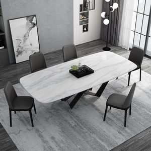 Luxury Smart <b>Marble</b> <b>Top</b> Dining Table Set Modern Designs With Metal Legs 6 Chairs Table Italian <b>Marble</b> Dining Table Table - Product Image 3
