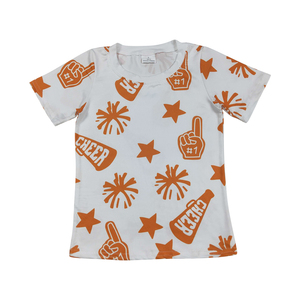 Top de punto a rayas naranjas para niñas, ropa infantil de boutique, uniforme de animadora, venta al por mayor, alta calidad - Product Image 3