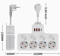 Adaptateur allemand standard de prise simple à quatre prises avec USB Type C, interrupteur individuel, lumière pour la maison, le bureau, les voyages