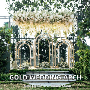 Arche de mariage ronde en métal doré pour événements extérieurs, fêtes d'anniversaire, douches nuptiales et cérémonies - Product Image 2