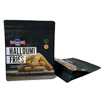 Sacs d'emballage personnalisés à fond plat refermables avec fermeture éclair, anti-odeur, de qualité alimentaire, pour frites congelées, bâtonnets, chips et snacks