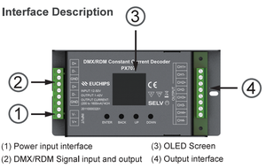 Controlador de Pantalla OLED EUCHIPS PX707 RGBW, Corriente Constante 240W, Decodificador DMX512, 12-50V DC - Product Image 3