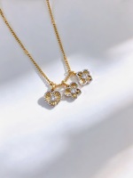 Pendentif Lerca en or 18 carats bicolore multi-usages avec fermoir, motif trèfle, cœur, papillon, diamant de laboratoire de 0,5 ct