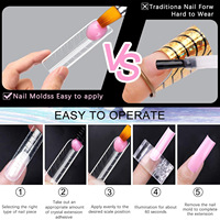 150 Pièces, 15 Tailles, Moules à Ongles Amande Style Français, pour Doigts et Orteils, Extension Rapide en Gel UV Cristal, Réutilisables, Capsules d'Ongles Artificiels pour DIY
