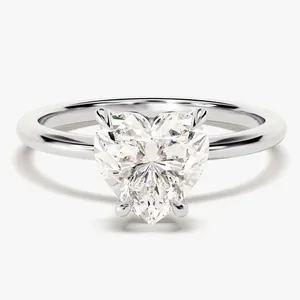 14K chapado en oro Gra certificado moissanite joyería solitario moissanite anillo de compromiso mujeres corazón corte moissanite anillo