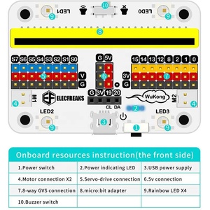 Diyall Wukong Hội Đồng Quản trị cho mic-ro: Bit động cơ servo Cảm biến mở rộng lá chắn cho makecode lập trình Kit - Product Image 4