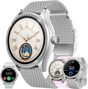 Умные часы IDW22 для женщин Alexa со встроенным 2024 фитнес-трекером с бриллиантом, Bluetooth, с функцией ответа/Пульсометром