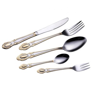 Thép Không Gỉ Vàng Retro Hoàng Gia Flatware Set, Vintage Mạ Vàng Cưới Khách Sạn Dao Kéo Bộ Đồ Dùng Bằng Bạc - Product Image 2