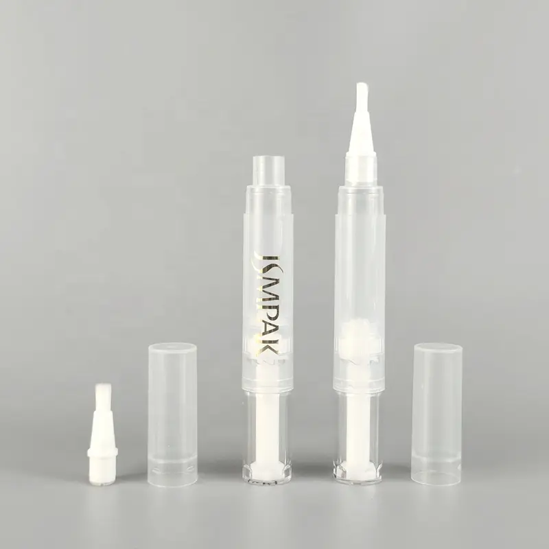 Tubes de brillant à lèvres transparents en plastique avec étiquette personnalisée OEM stylo cosmétique torsadé pour la vente en gros stylo pinceau vide d'huile pour cuticules