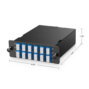 HYX OS2 MTP 24 panel adaptor biru dupleks penutup 12 x LC Mode tunggal kaset AF tipe serat